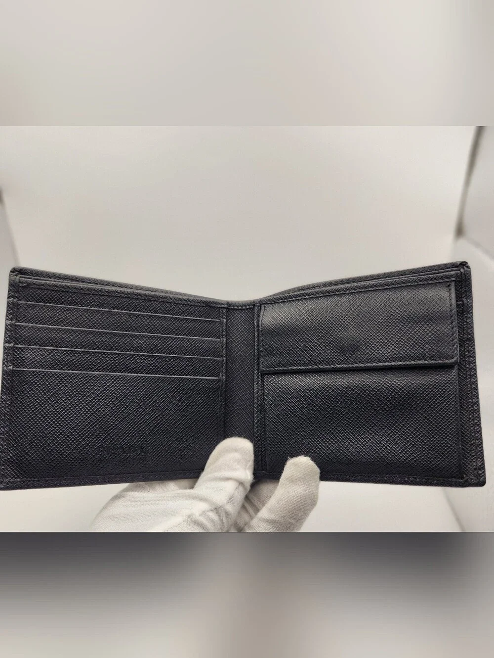 Prada Saffiano Leather Rabbit Bifold Wallet - Black